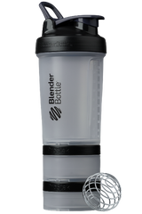 Clear and Black ProStak shaker with storage for pills, supplements, protein, and more. | Color#Clear Black